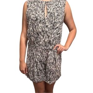 Halston heritage silk sleeveless shorts romper black white jumpsuit 14 like new
